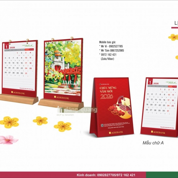 Lịch bàn Agribank năm 2026